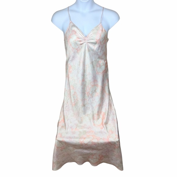 Vintage Halston III Pink Floral Slip Dress 1980s Made in USA ILGWU - Picture 2 of 11